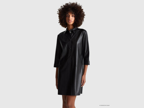 Vestido com gola em tecido efeito pele - ucb_image_F