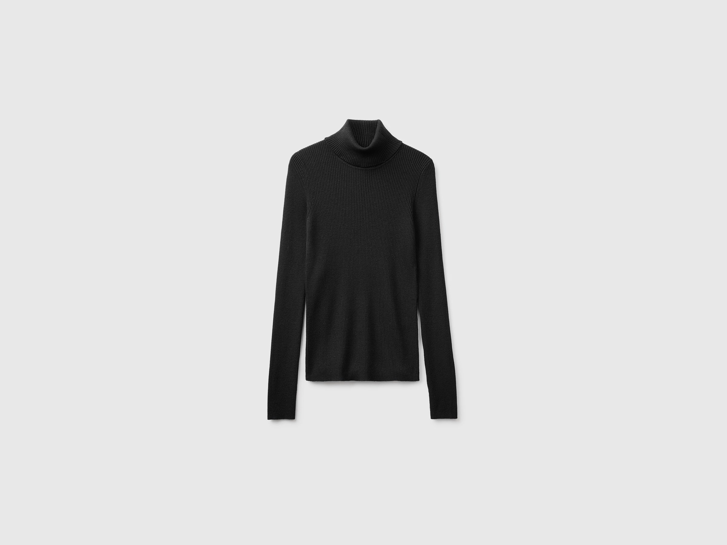 Camisola de gola alta canelada em mistura de seda e lã - ucb_image_FS