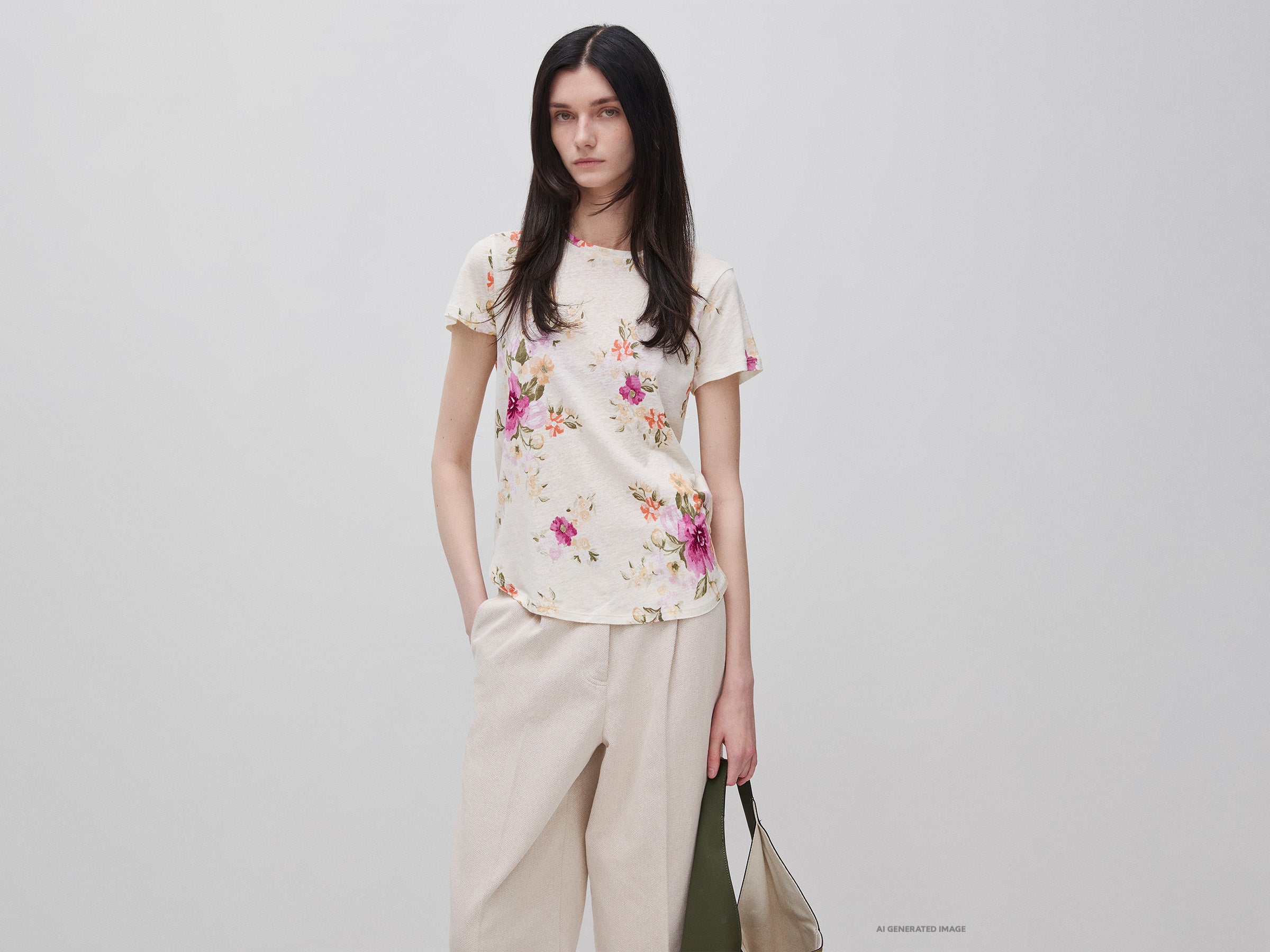 T-shirt floral em mistura de linho - ucb_image_F