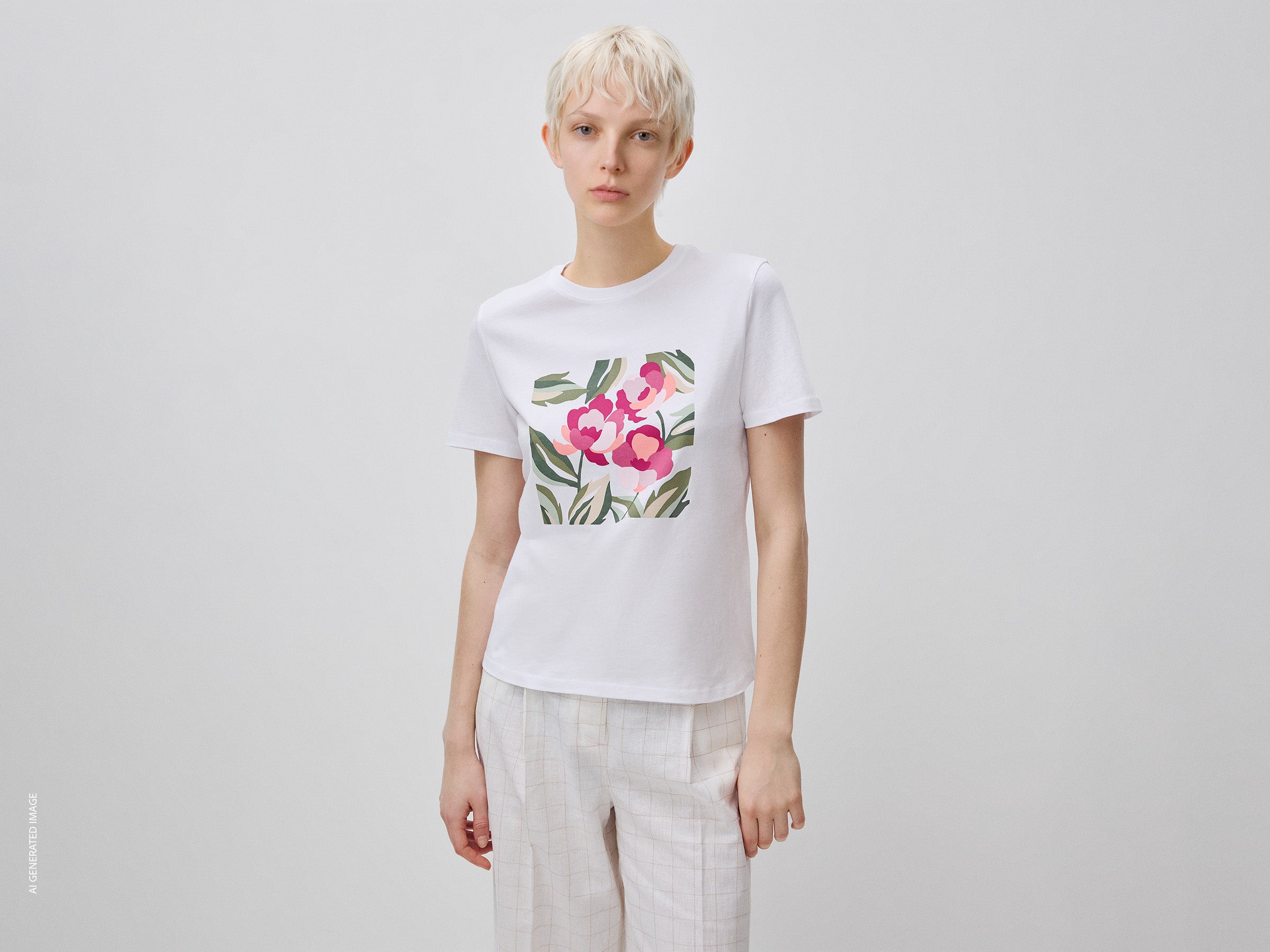 T-shirt com estampa às flores - ucb_image_F