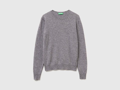 Camisola de gola redonda cinzento rato em lã Merino - ucb_image_FS