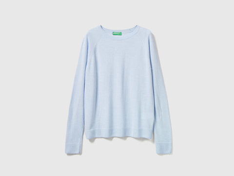 Camisola de gola redonda azul-claro em mistura de lã e caxemira - ucb_image_FS