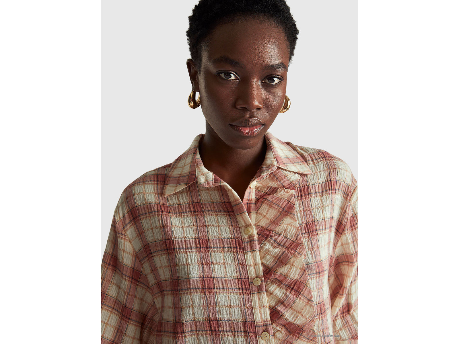 Check shirt with rouches