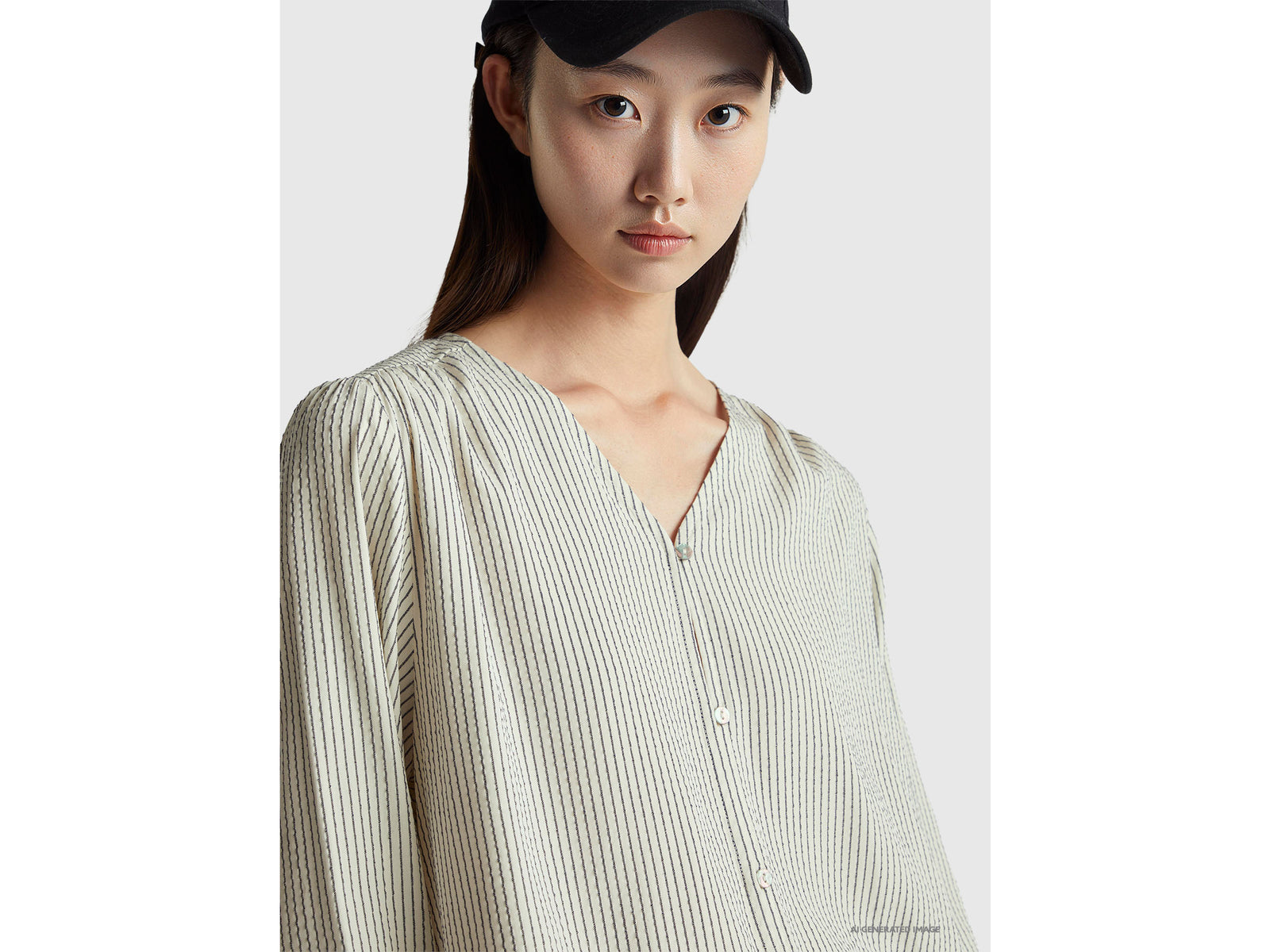 Striped shirt with V-neck