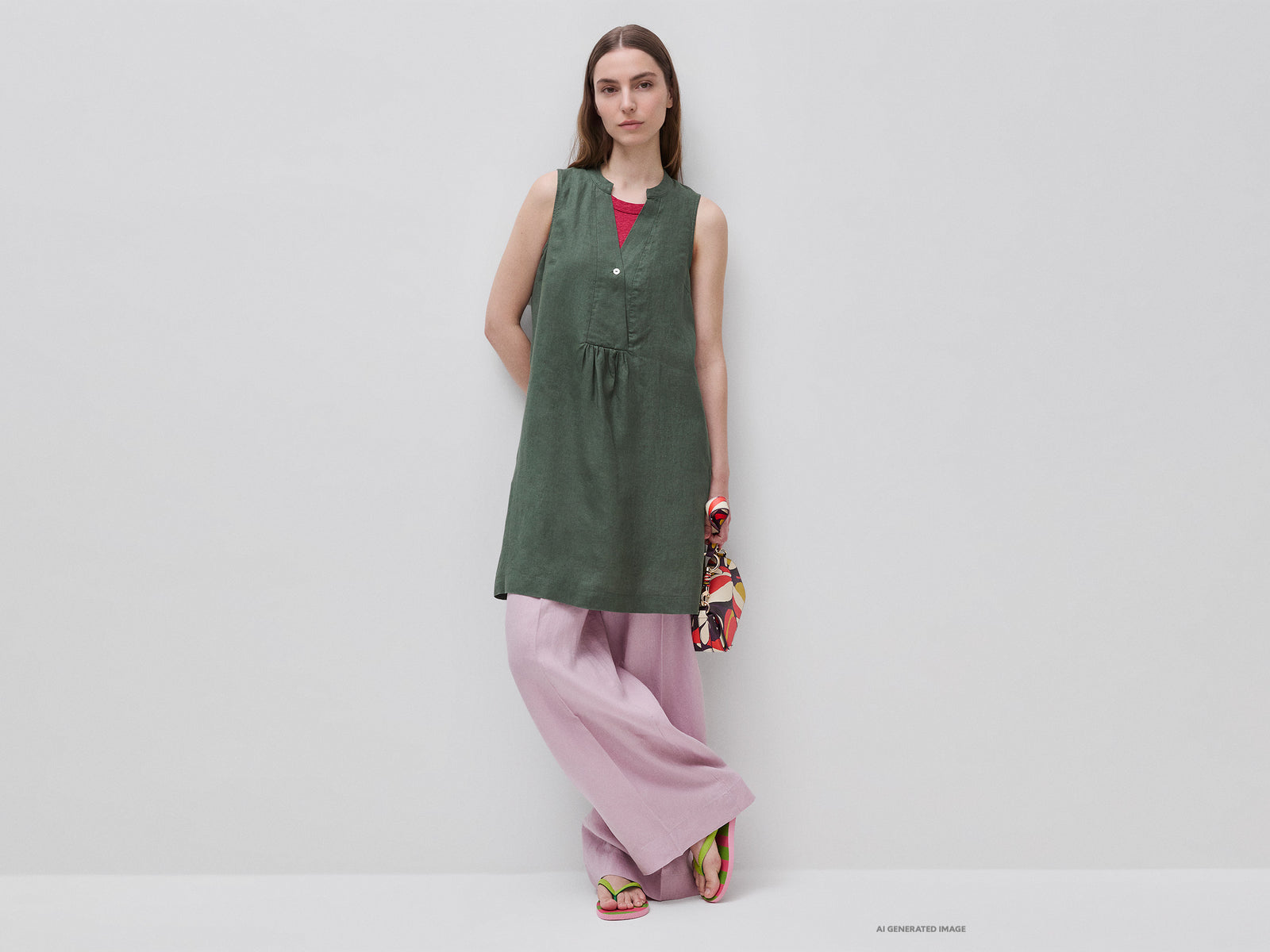 100% linen short dress