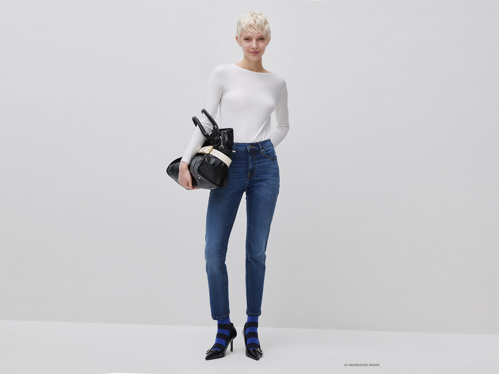 Slim fit high-waisted jeans