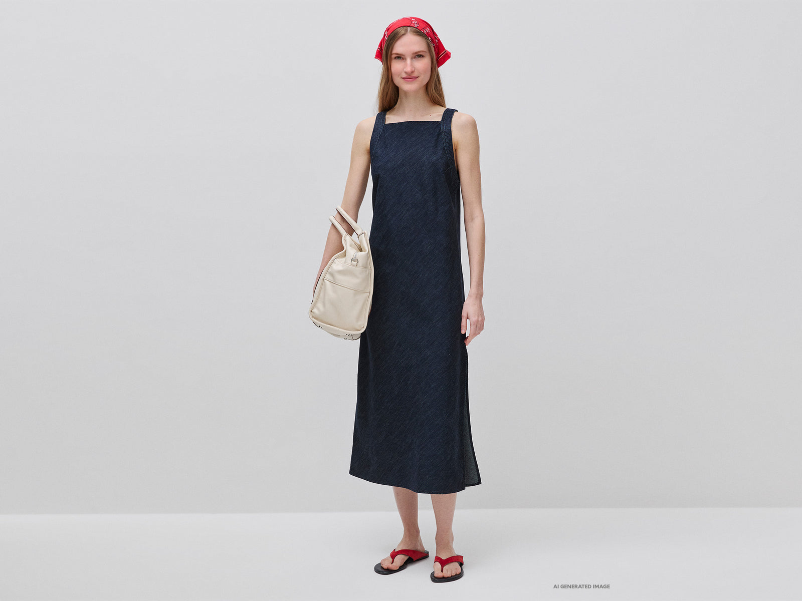 Denim midi dress