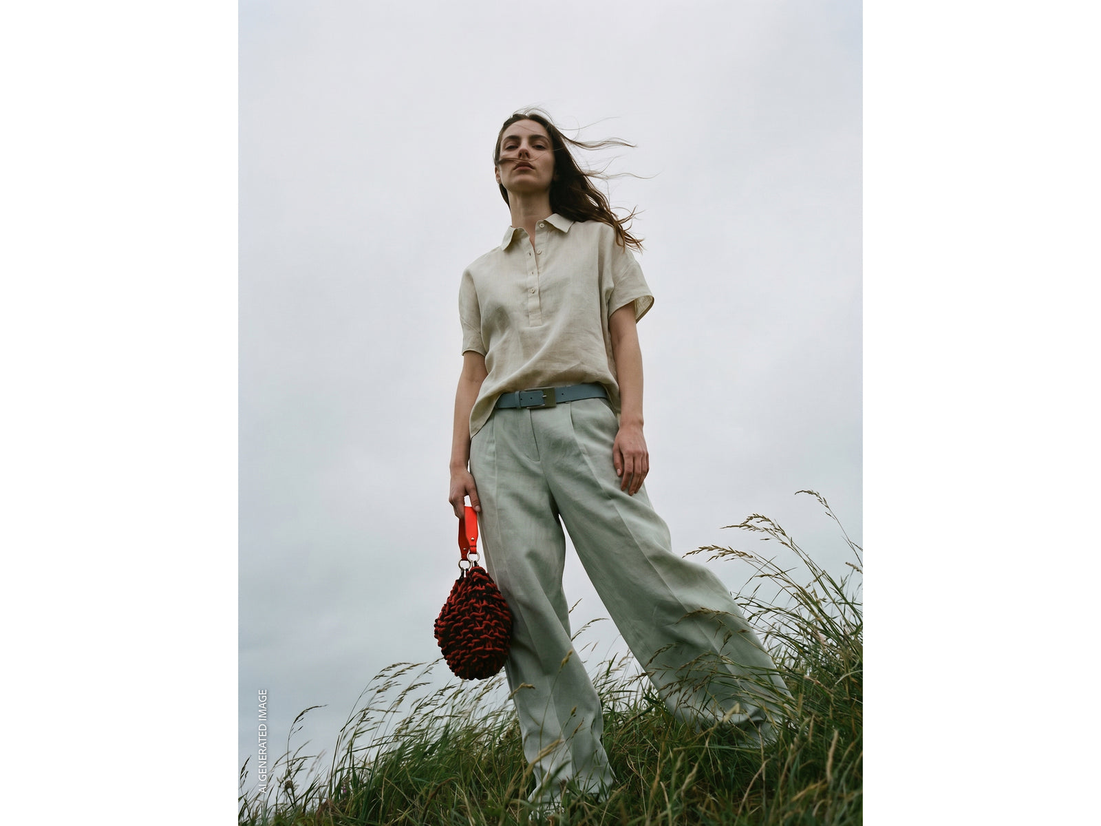 100% linen short-sleeved blouse