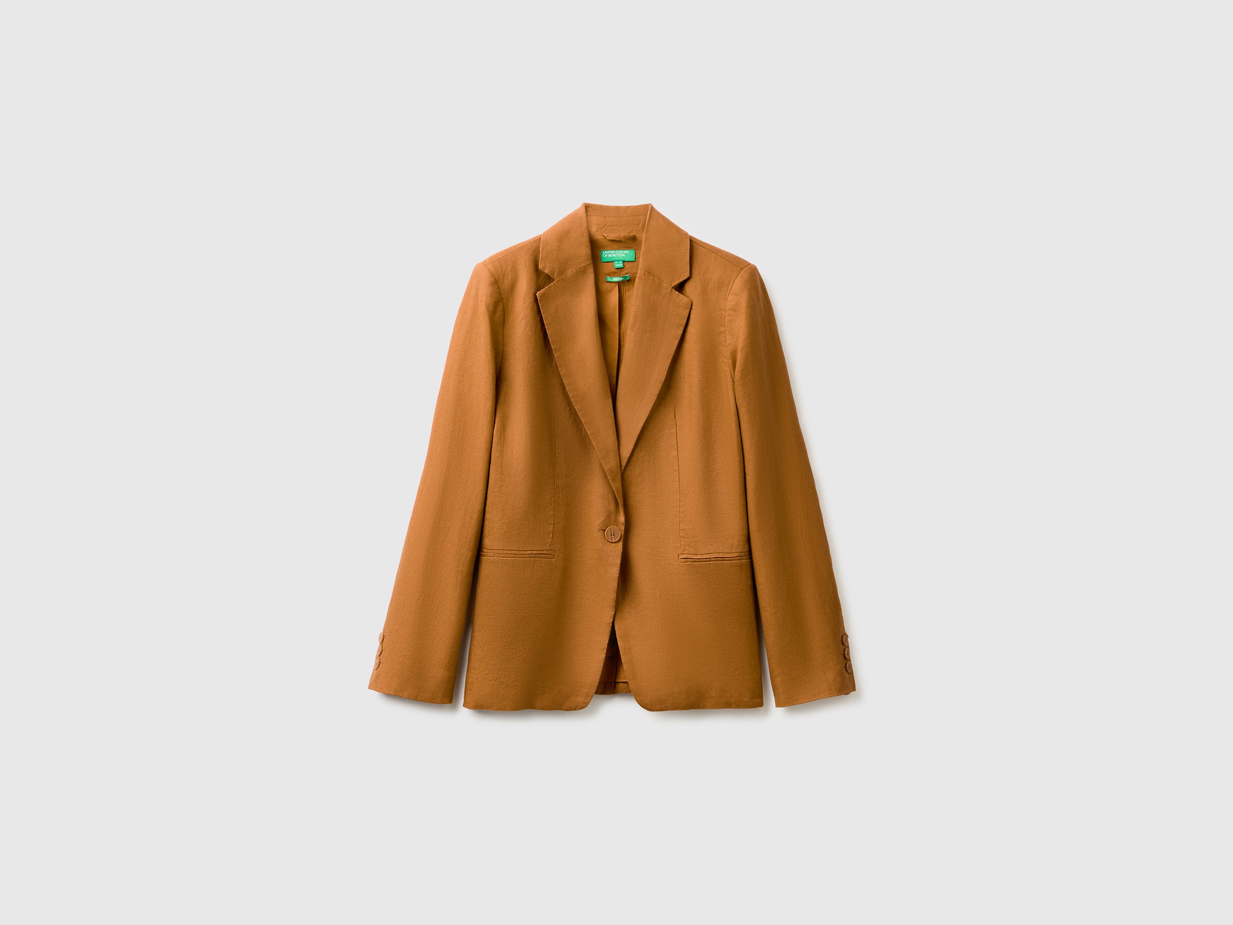 Blazer de abotoadura simples em linho puro - ucb_image_FS