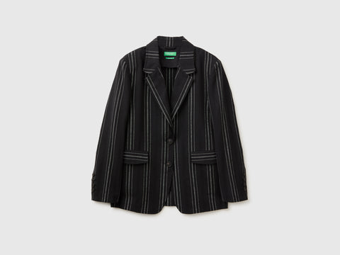 Blazer às riscas em mistura de linho - ucb_image_FS