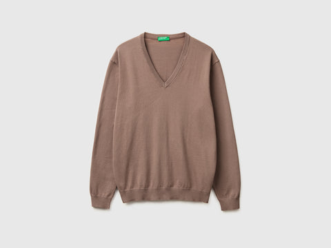 Camisola decote em V em algodão tricô - ucb_image_FS