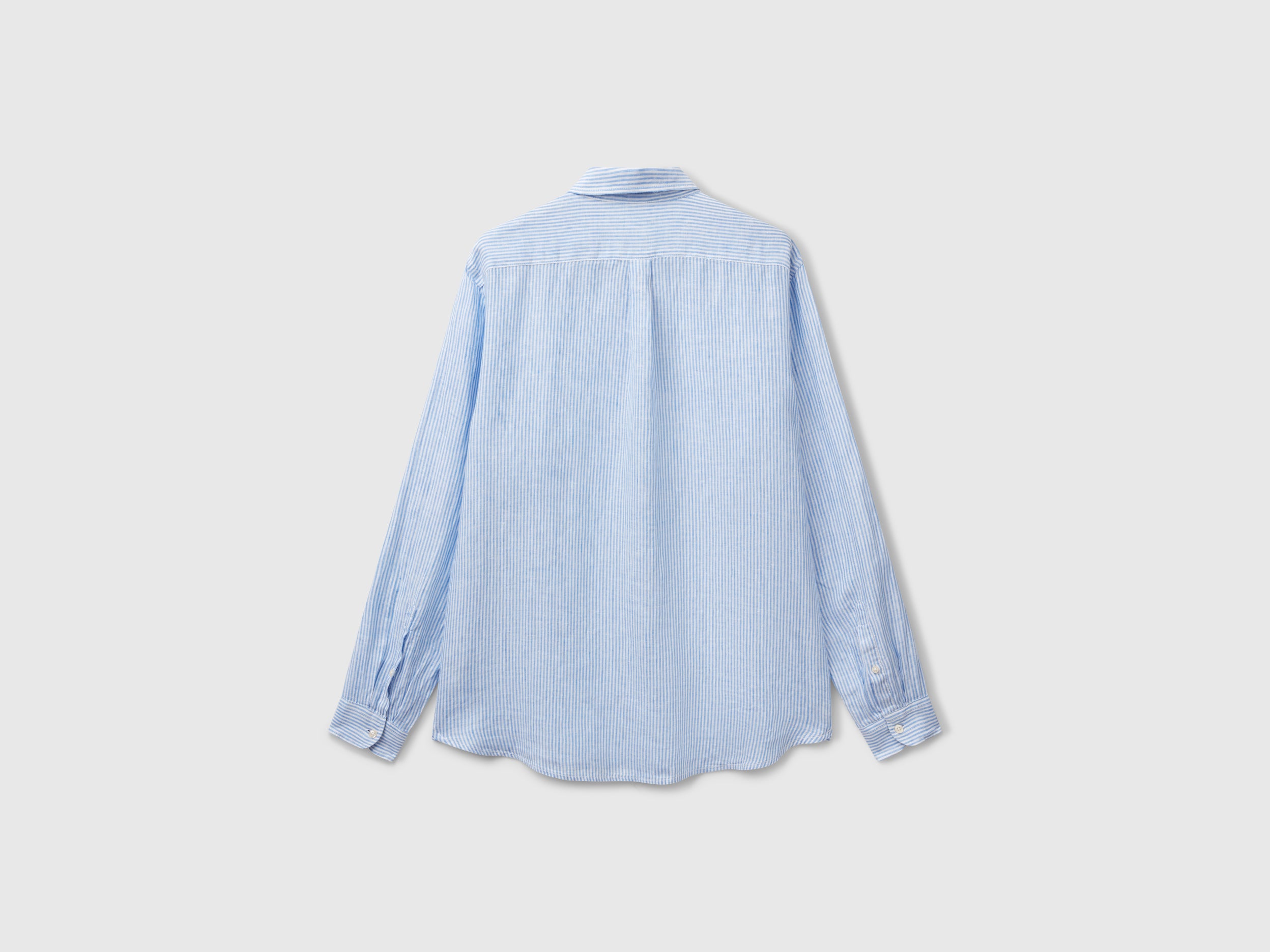 Camisa azul-claro às riscas em linho puro - ucb_image_BS