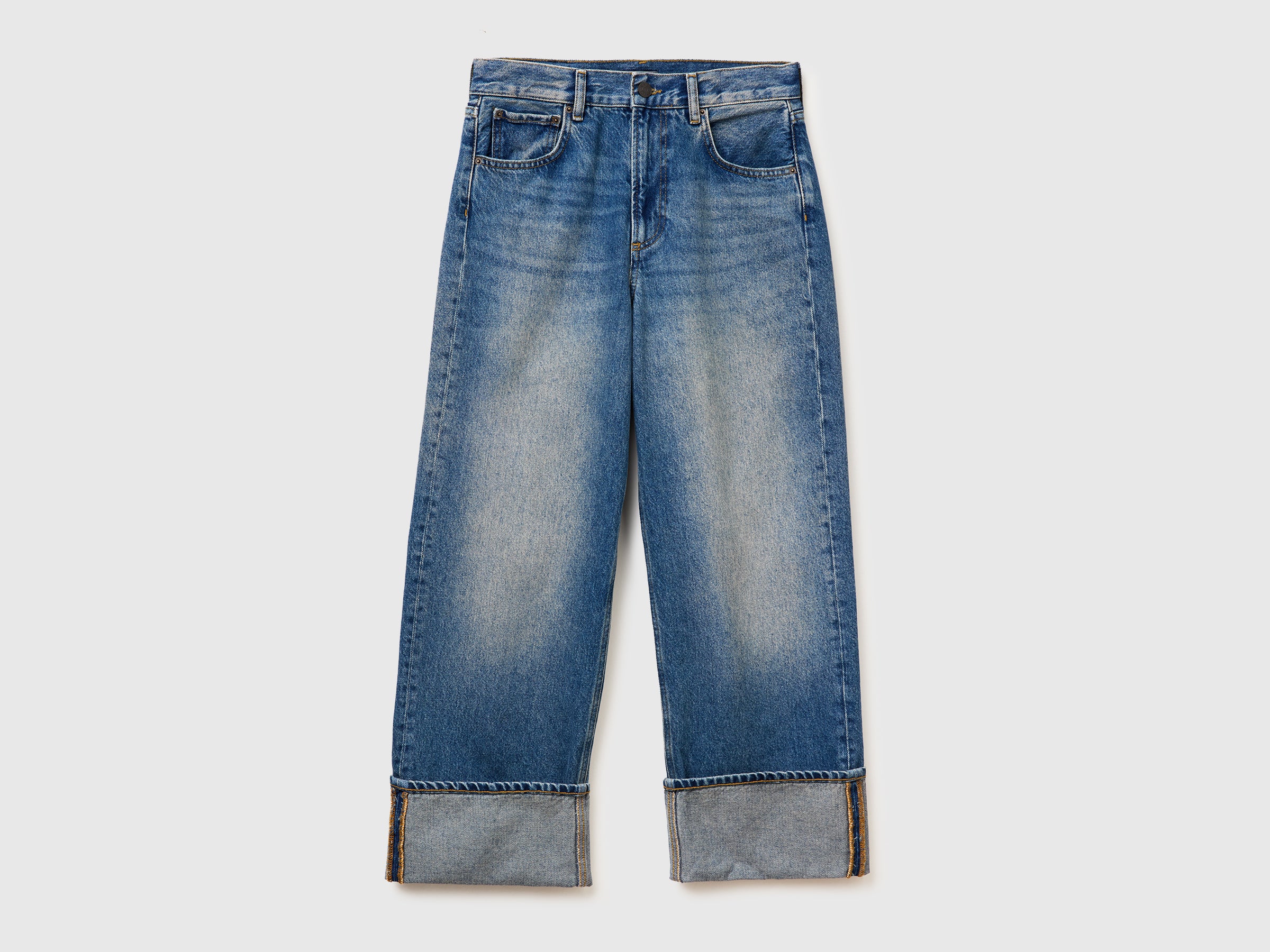 Jeans cropped com dobra lavage vintage - ucb_image_FS