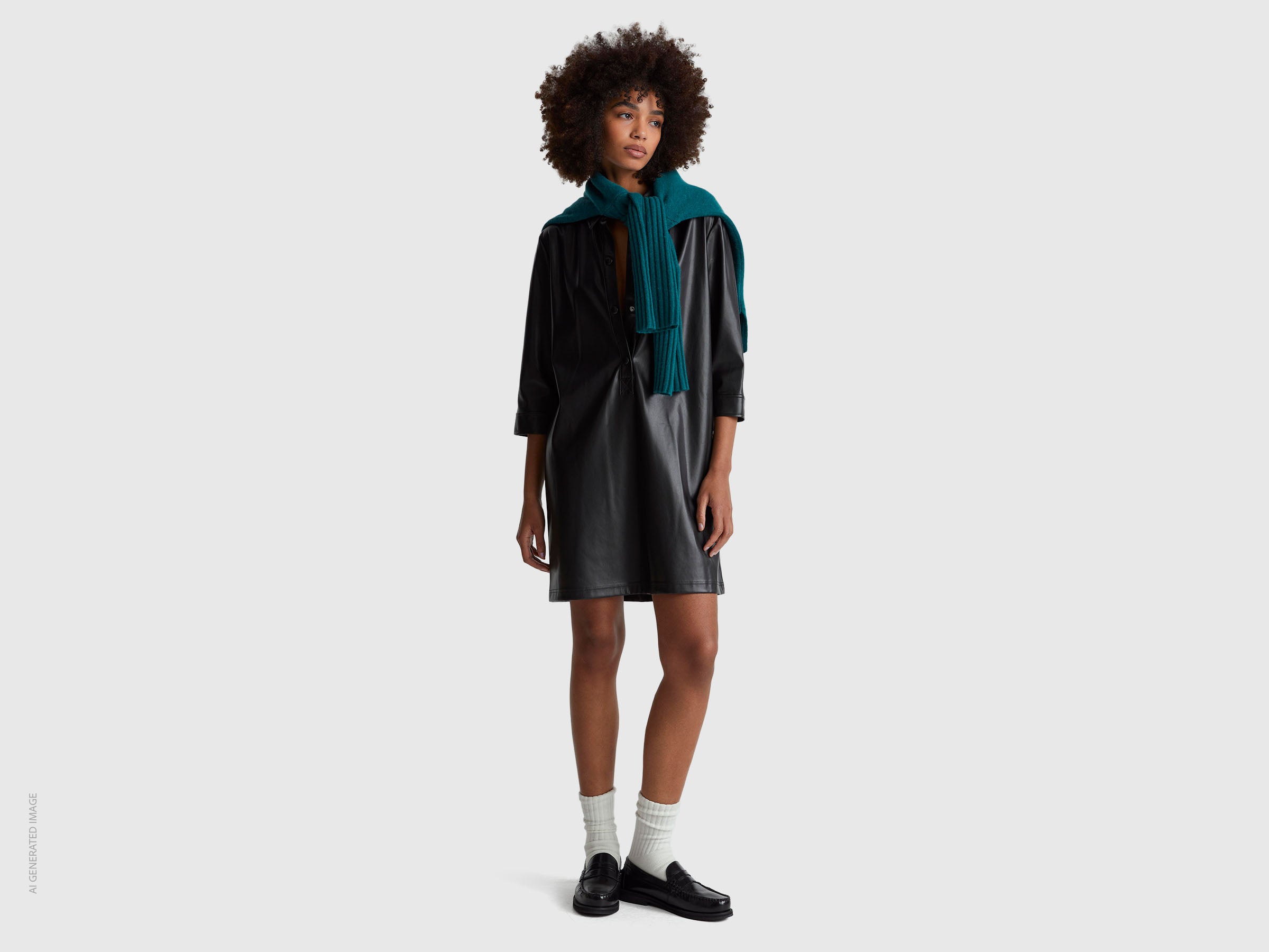 Vestido com gola em tecido efeito pele - ucb_image_FY