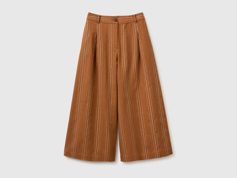 Wide-leg striped linen blend trousers - ucb_image_FS
