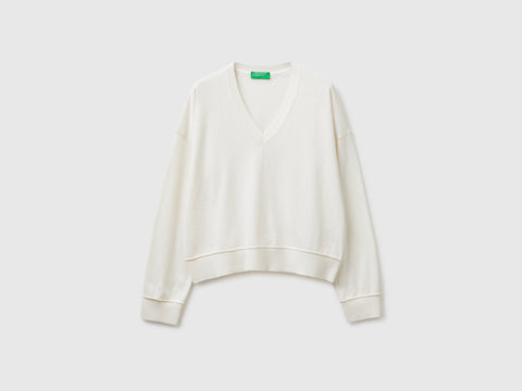 Camisola decote em V em algodão e lã - ucb_image_FS