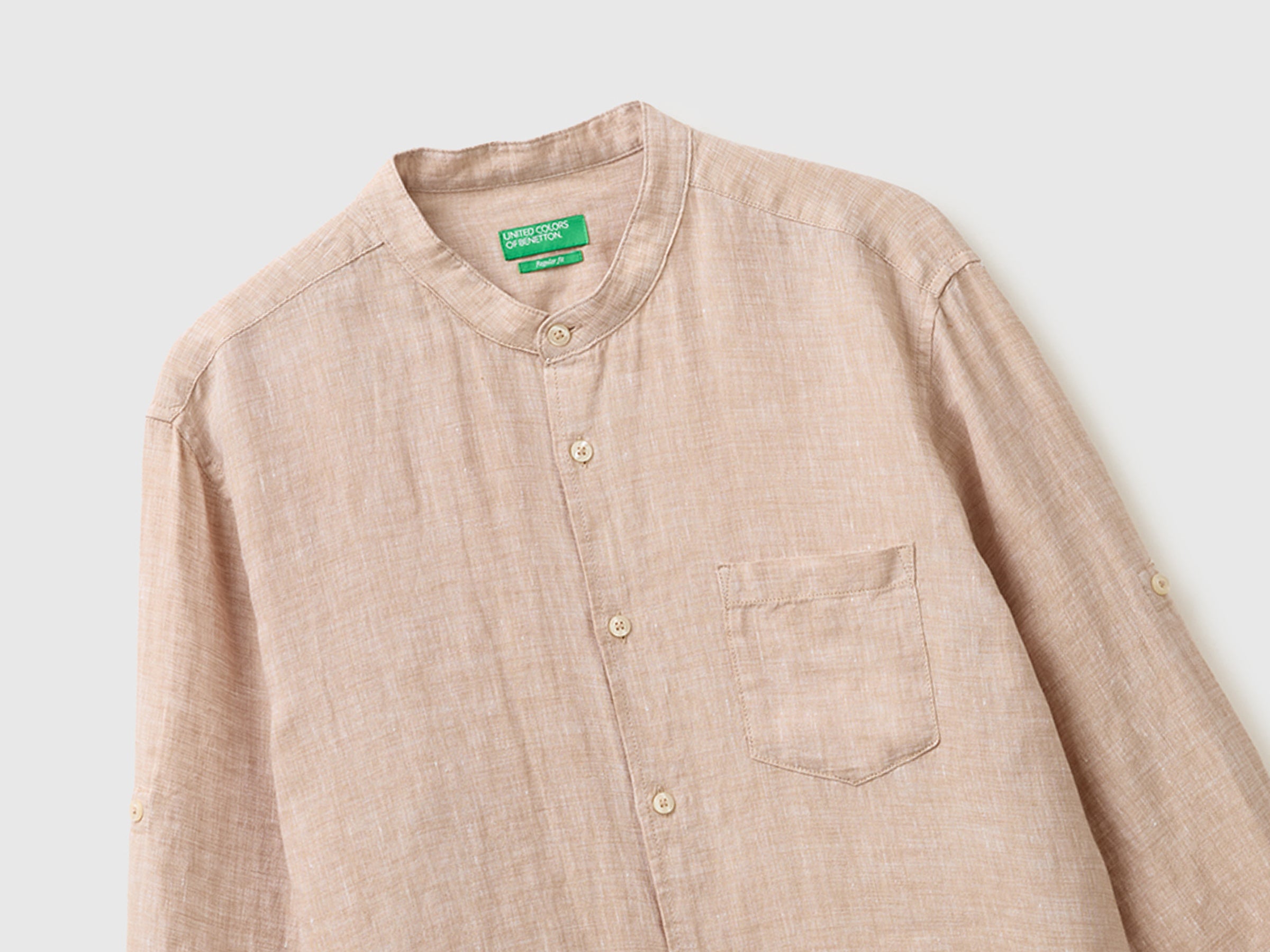 Pure linen shirt with mandarin collar - ucb_image_FY