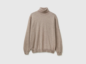 Dove gray turtleneck in pure Merino wool