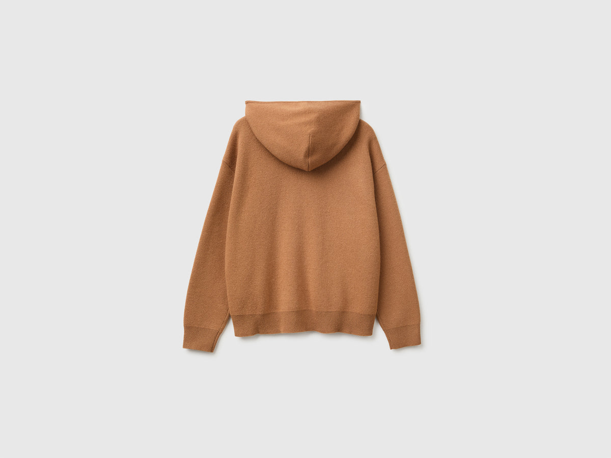 Camisola com fecho de correr e capuz em mistura de lã e caxemira - ucb_image_BS