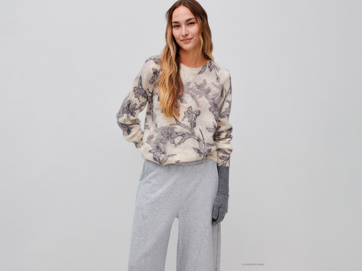 Camisola às flores em mistura de mohair e lã - ucb_image_F