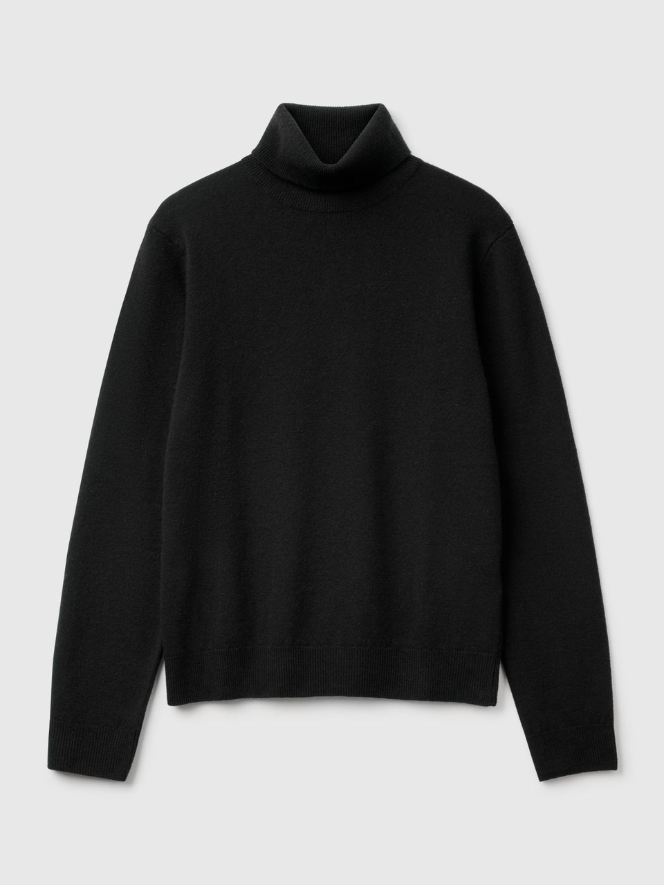 Camisola de gola alta preta em pura lã Merino - ucb_image_FS