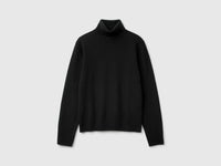 Camisola de gola alta preta em pura lã Merino - ucb_image_FS