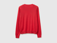 Camisola vermelho morango em algodão tricô com decote em V - ucb_image_BS