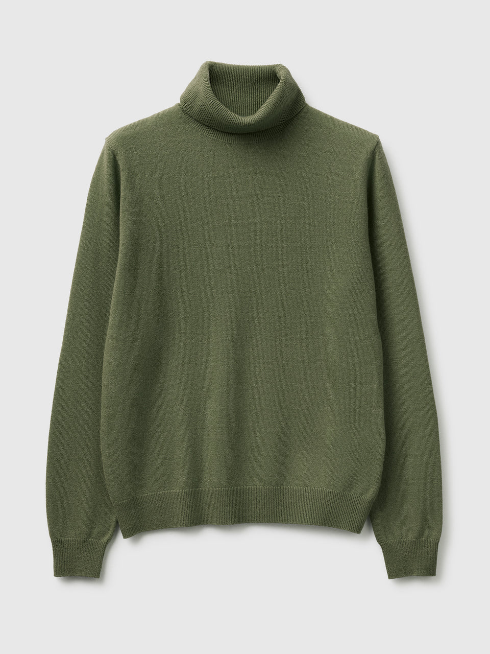 Camisola de gola alta verde militar em pura lã Merino - ucb_image_FS