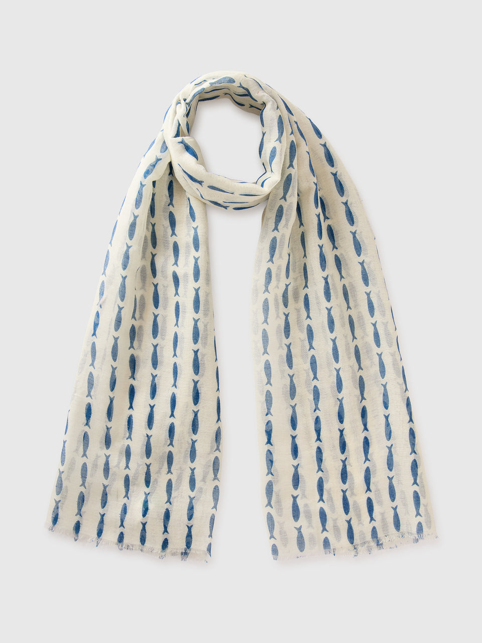 Linen blend fish print scarf - ucb_image_FS