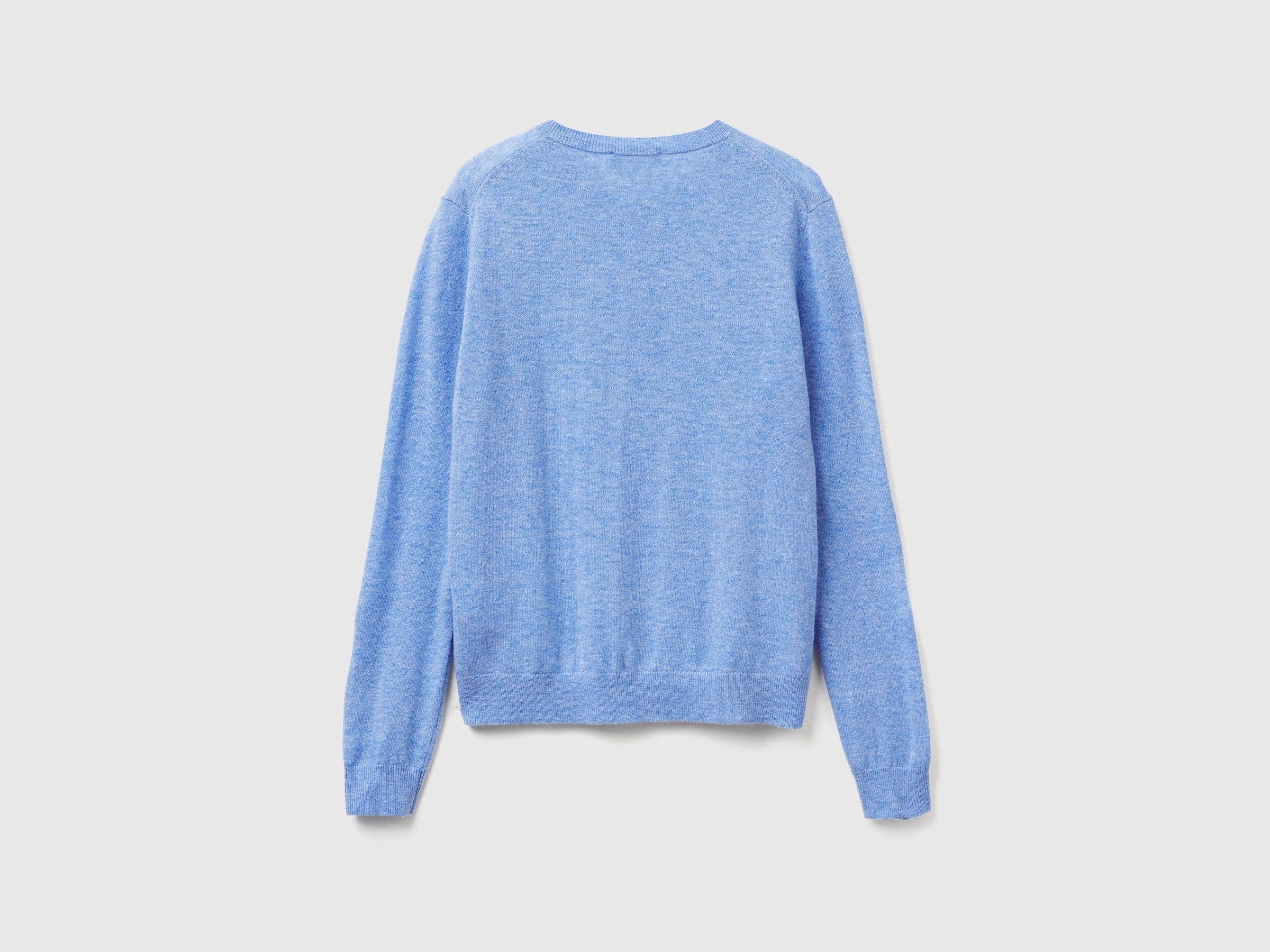 Cardigã de gola redonda azul-claro em pura lã Merino - ucb_image_BS