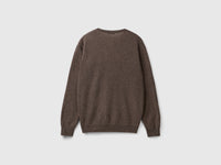 Camisola decote em V cinzento em pura lã Merino - ucb_image_BS