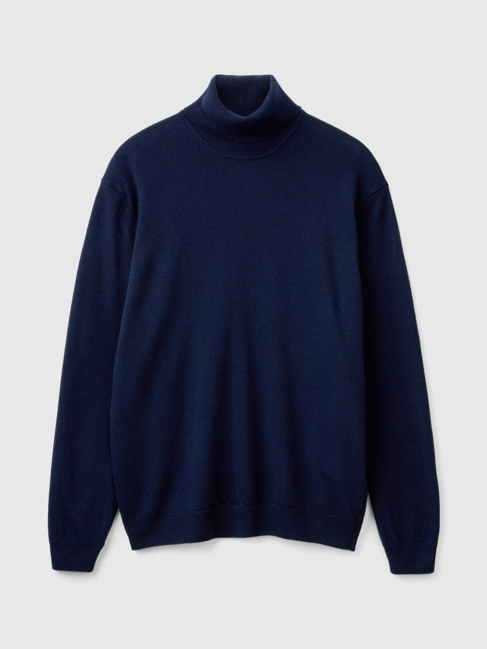 Camisola de gola alta azul-escuro em pura lã Merino - ucb_image_FS