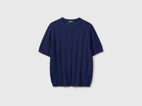 Short-sleeved linen blend sweater - ucb_image_FS