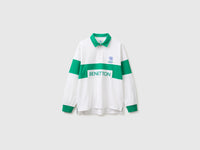 Polo branco e verde Benetton Rugby 100% algodão - ucb_image_FS