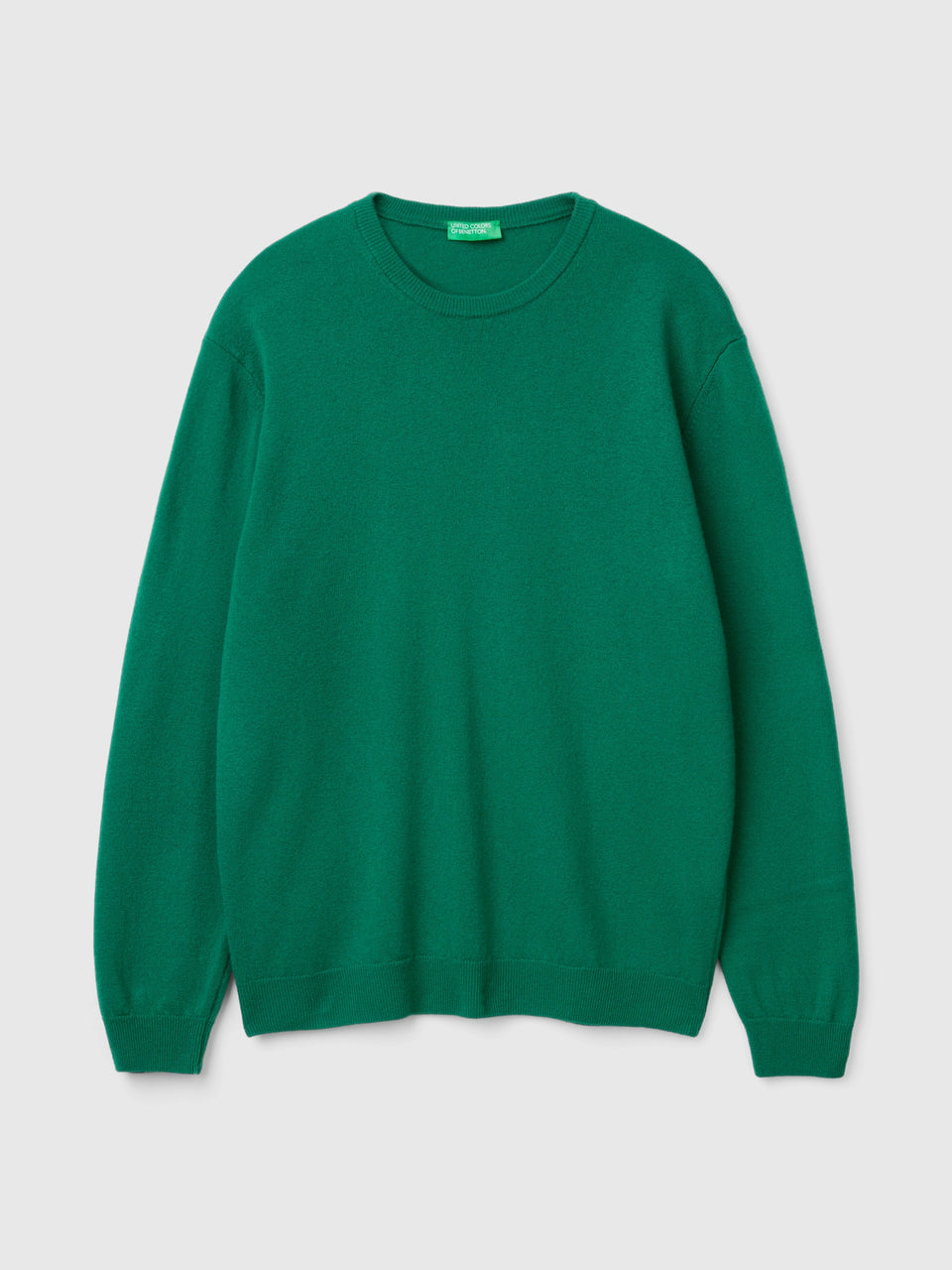 Camisola de gola redonda verde floresta em pura lã Merino - ucb_image_FS