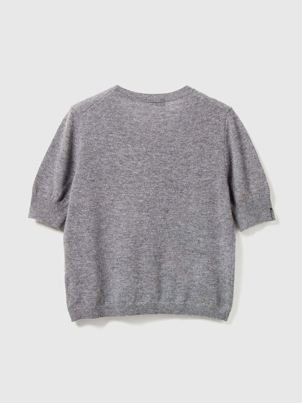 Camisola de manga curta cinza-escuro em pura lã Merino - ucb_image_BS