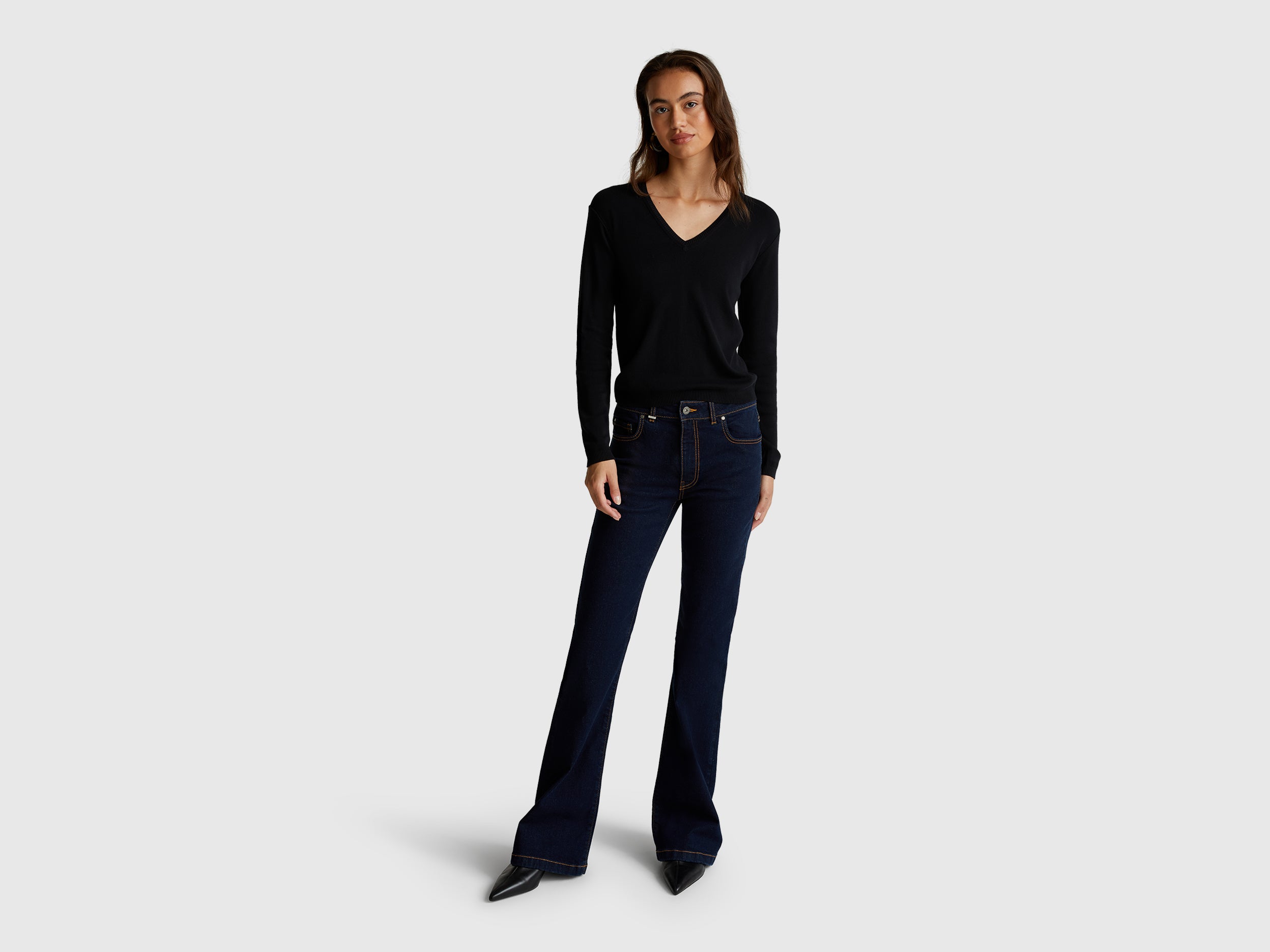 Camisola com decote em V em algodão puro - ucb_image_FY