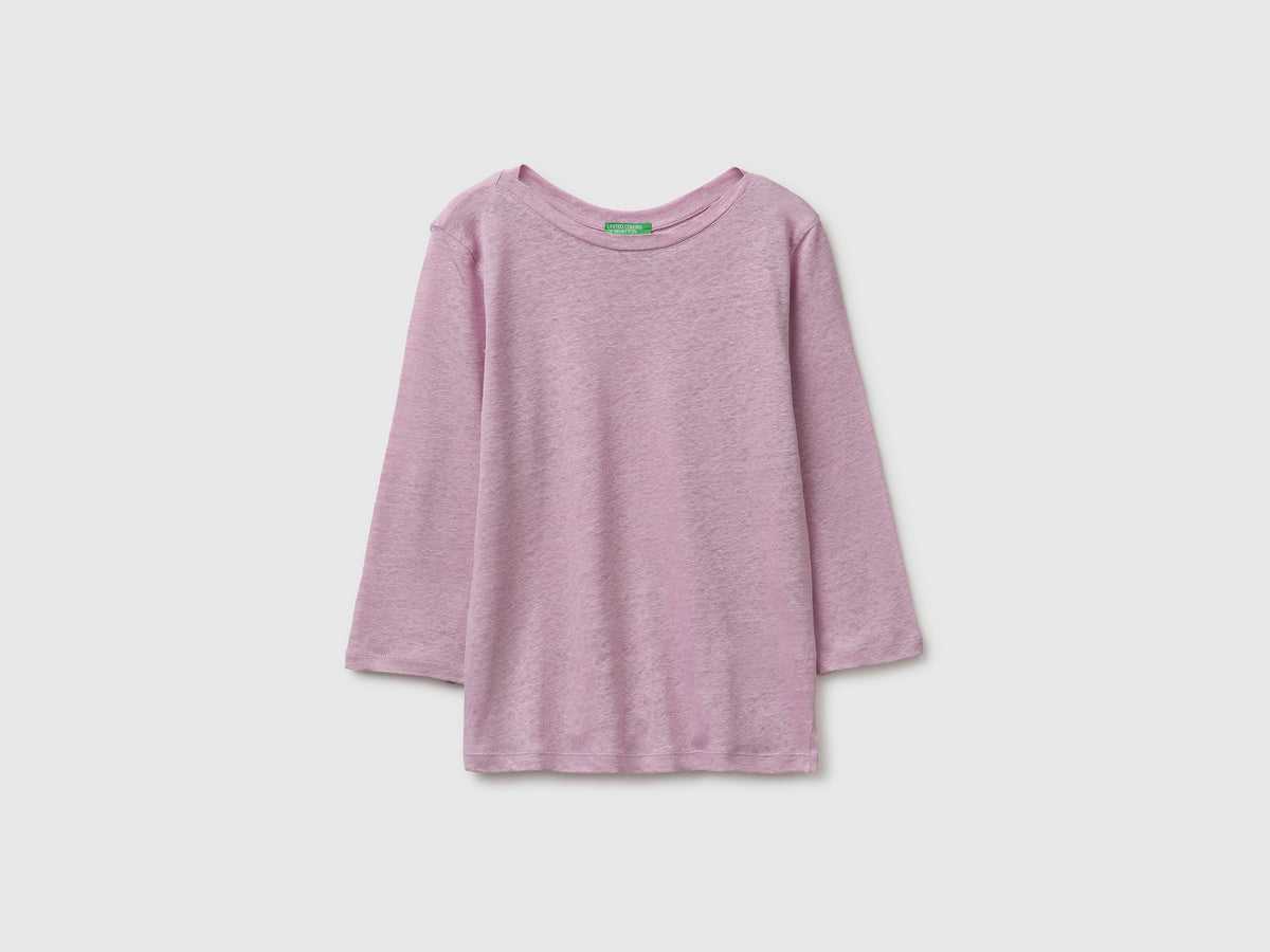 Boat-neck T-shirt in pure linen - ucb_image_FS