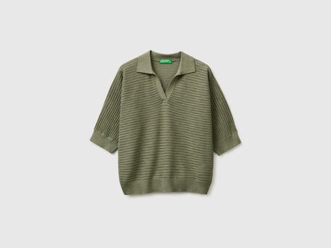 Perforated polo shirt in linen blend - ucb_image_FS