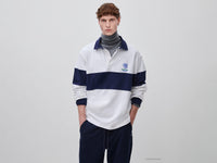 Polo branco e azul Benetton Rugby 100% algodão - ucb_image_F