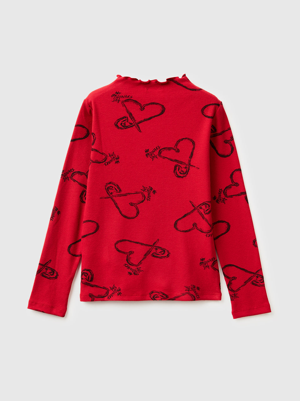 T-shirt de gola alta bordô com estampa de corações - ucb_image_BS