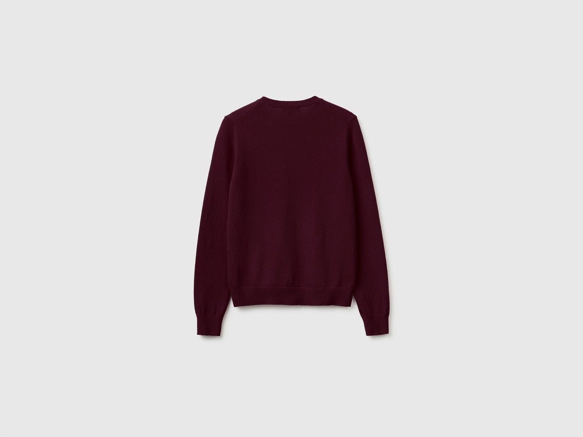 Camisola de gola redonda ameixa em pura lã Merino - ucb_image_BS
