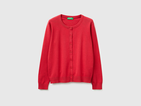 Strawberry red cardigan in tricot cotton - ucb_image_FS
