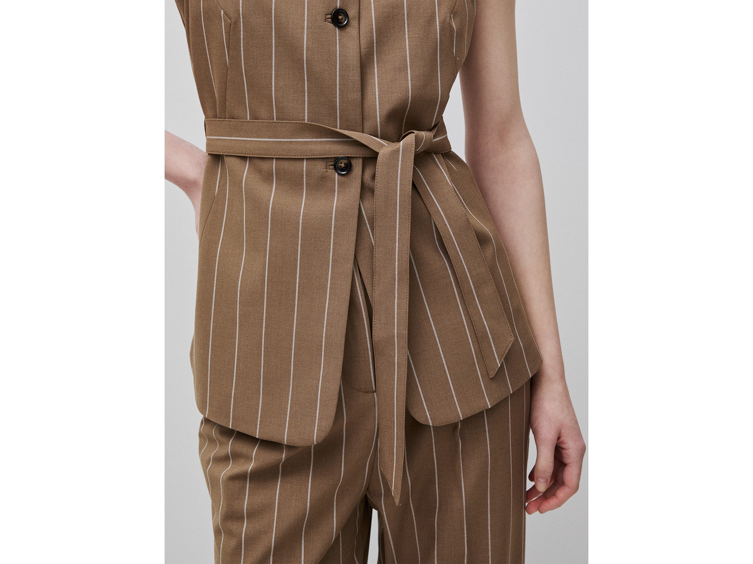 Long pinstriped waistcoat with belt - ucb_image_FY