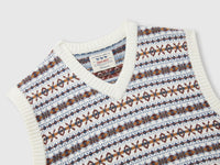 Colete decote em V jacquard em mistura de lã - ucb_image_DS1