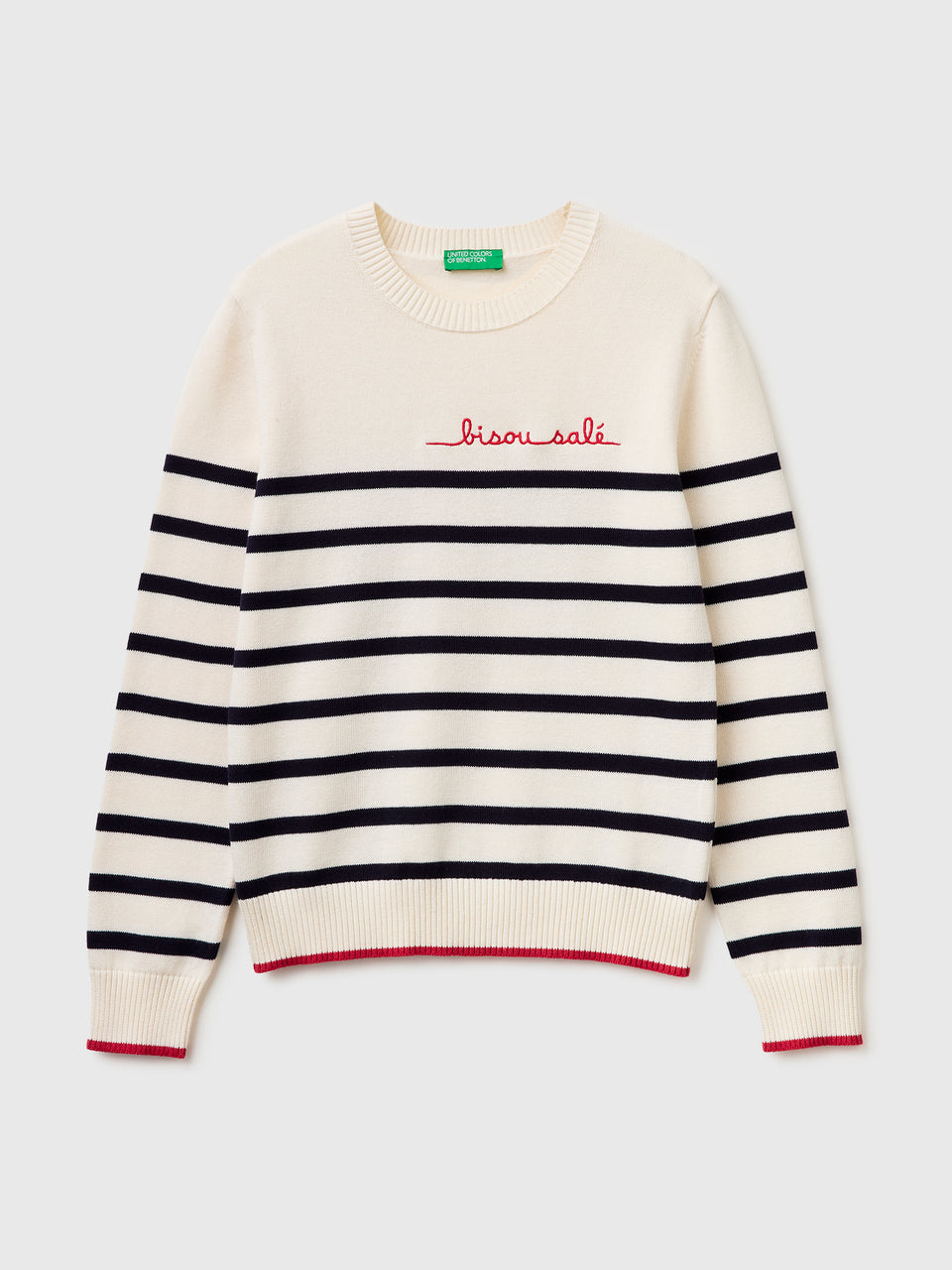 Striped sweater with embroidered writing - ucb_image_FS