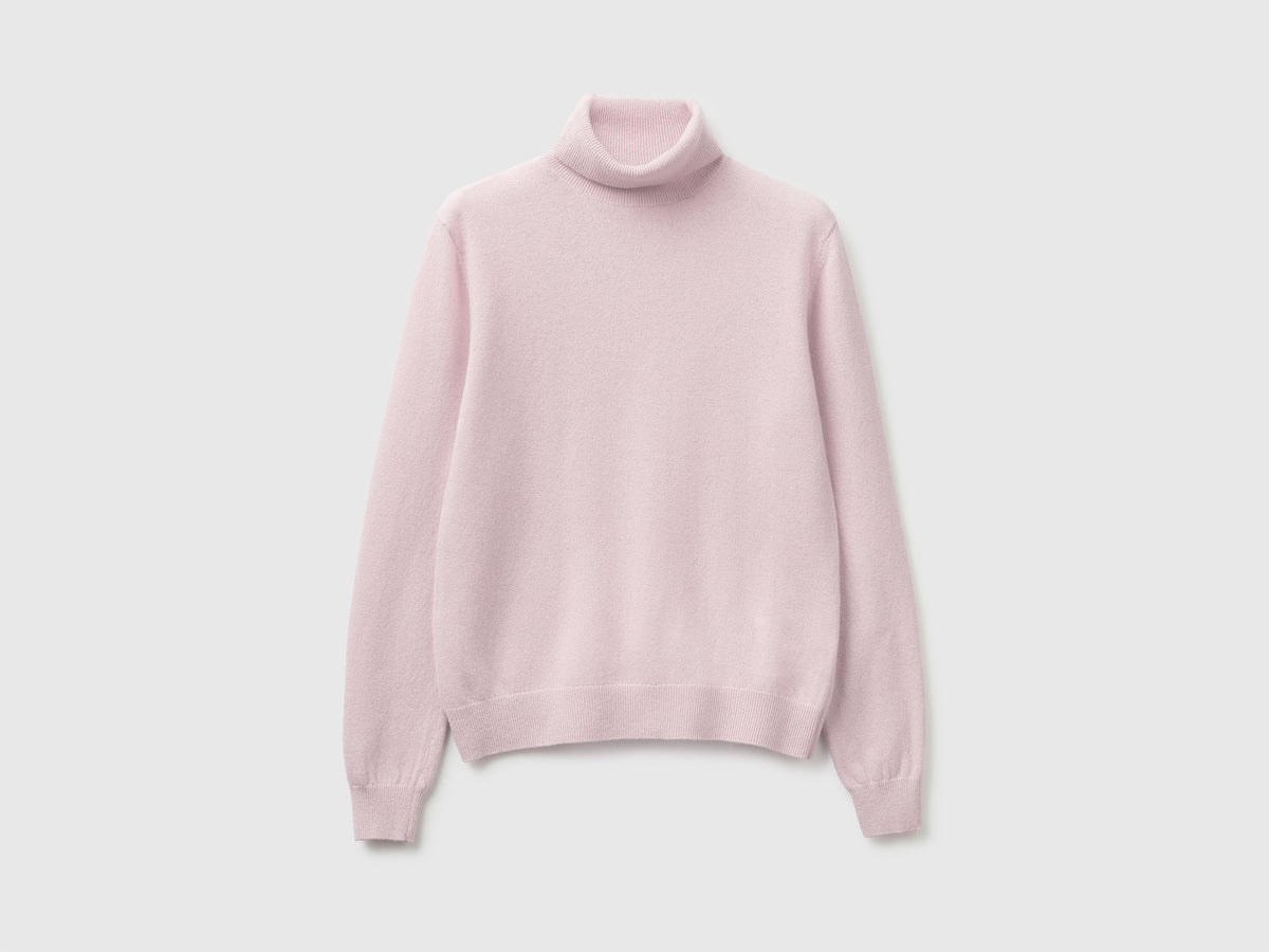 Camisola de gola alta lilás claro em pura lã Merino - ucb_image_FS