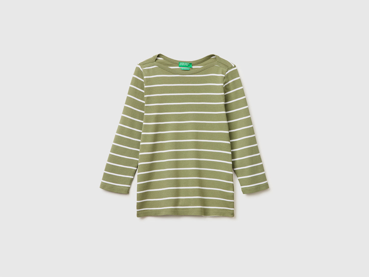 T-shirt às riscas com decote à barco - ucb_image_FS