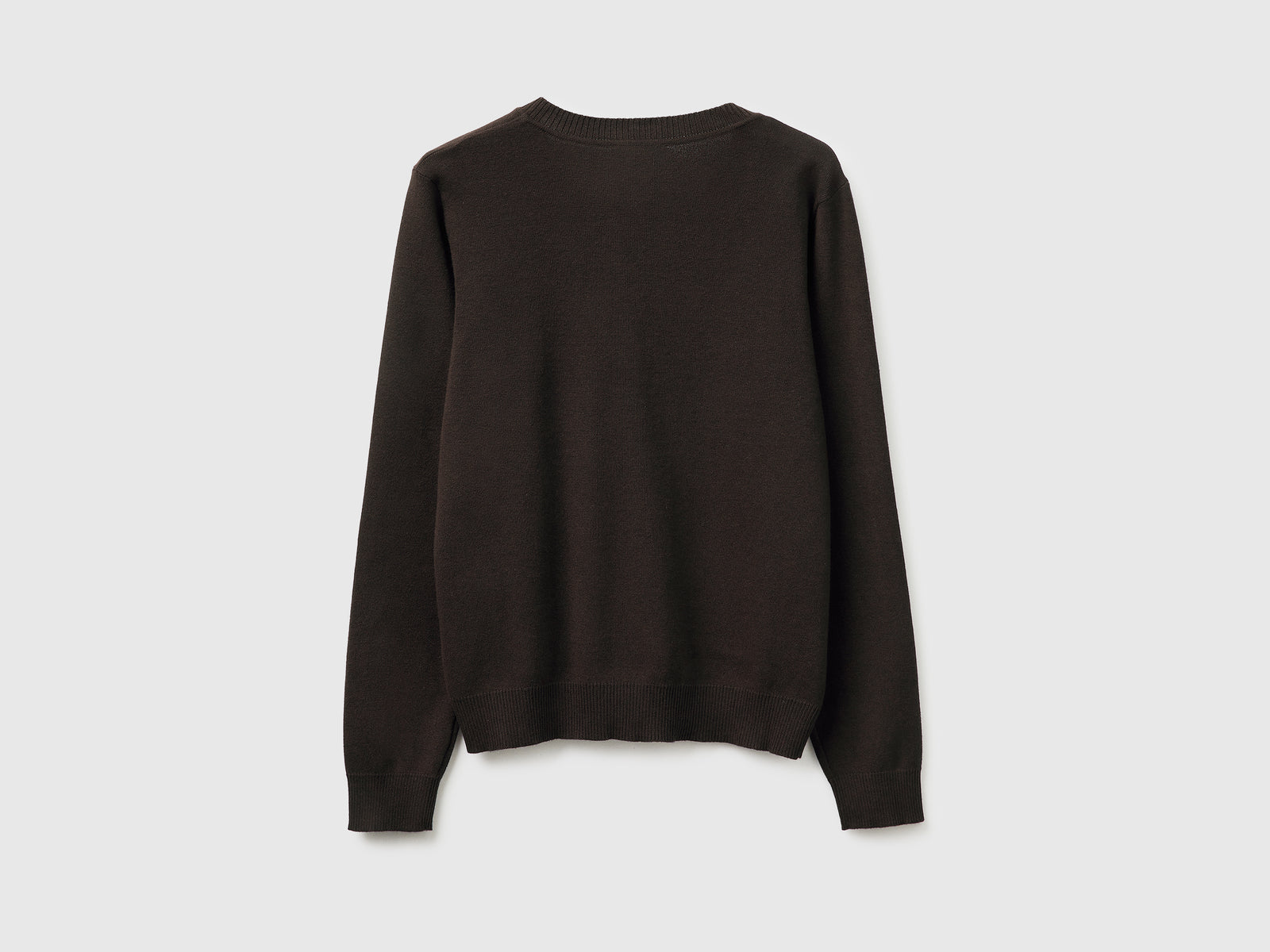 Brown V-neck sweater in tricot cotton - ucb_image_BS
