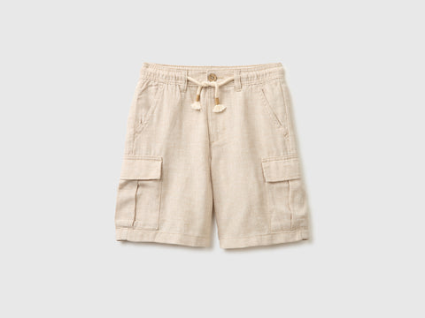 Linen blend cargo Bermuda shorts - ucb_image_FS